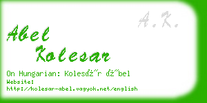 abel kolesar business card